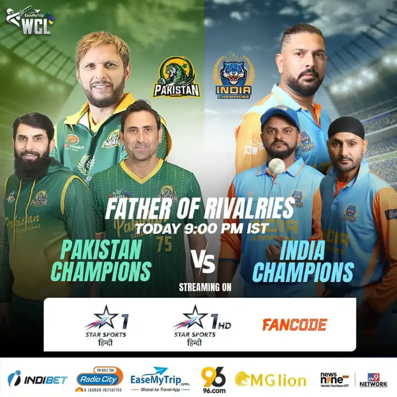World Championship of Legends Cricket 2025 Season 2 9 India vs Pakistan - WCL T20 Official Banner